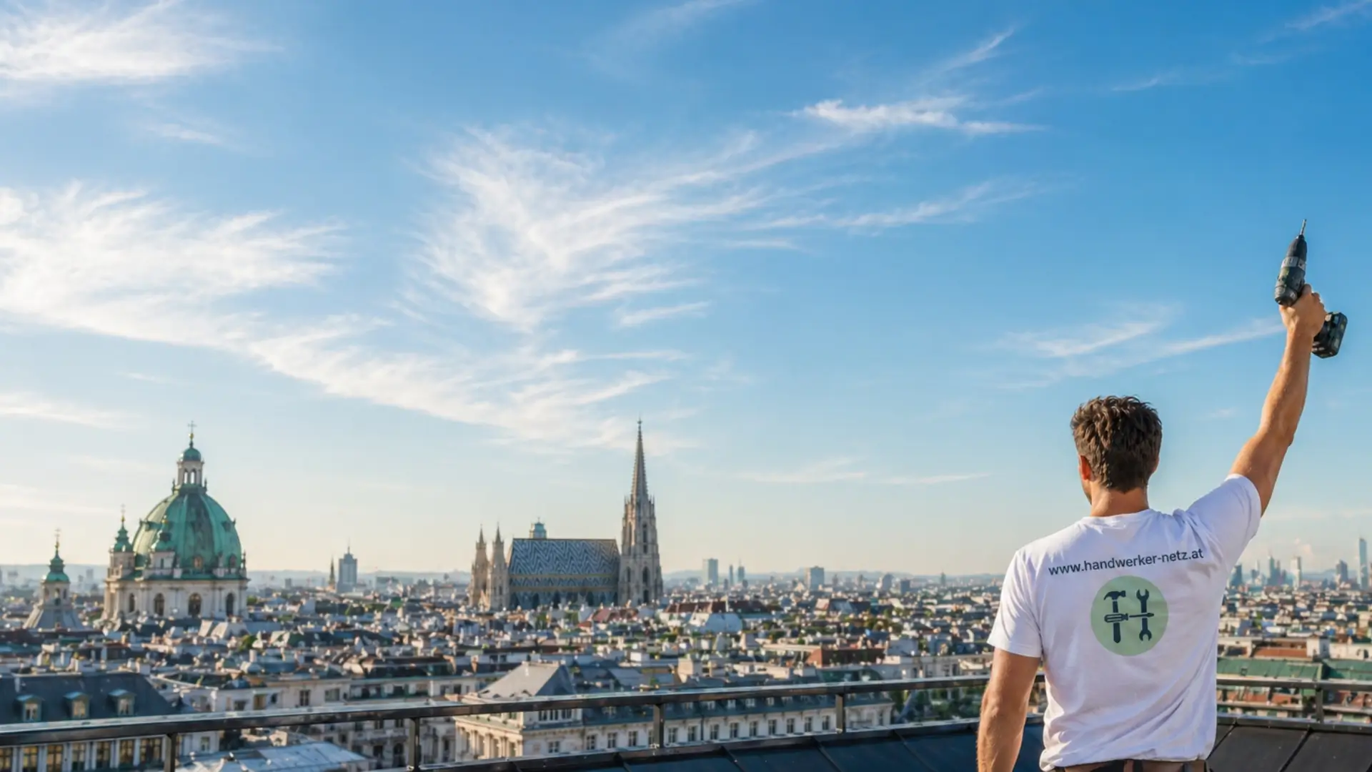 Handwerker Netz über den Dächern von Wien